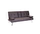 image 2 of Odeon Faux Leather Click-Clack Sofa Bed with Cup Holders & Chrome Legs - Brown | Brown | Brown | 1
