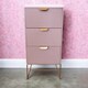 image 2 of 3 Drawer Bedside Table - Wood - L24 x W30 x H64 cm - Pink
