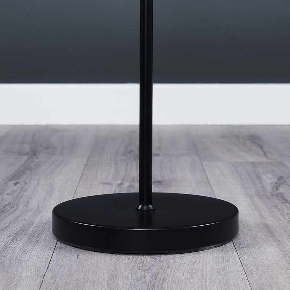 image 1 of ValueLights Floor Lamp Base In Black Metal Finish With Black Gold Shade | Black