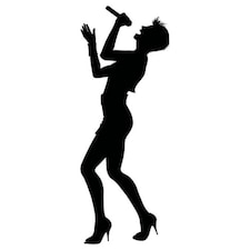 Woman Singing Silhouette PVC Lifesize Poster 182cm