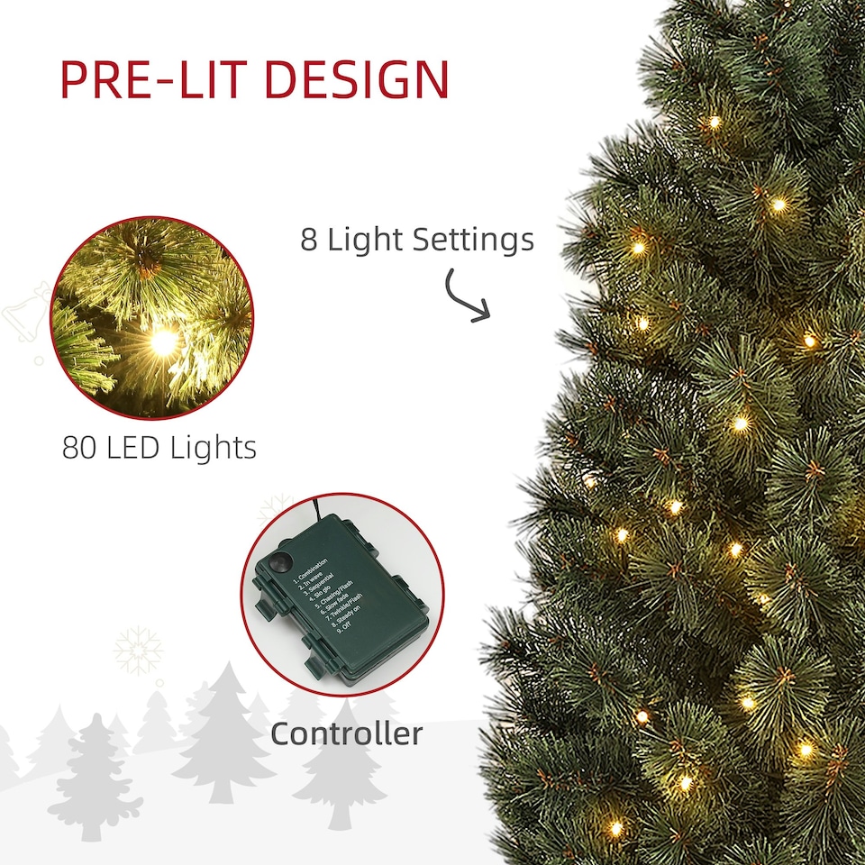 image 1 of HOMCOM 4ft Artificial Christmas Tree with 80 Warm White LED Lights Remote