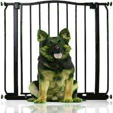 Bettacare Extra Tall Curved Top Dog Gate, 71cm - 80cm, Matt Black, Extra Tall 100cm in Height, Pressure Fit Pet Gate