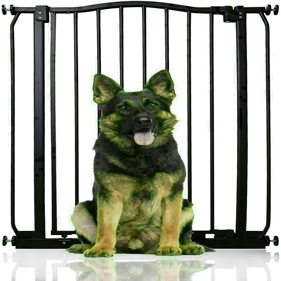 image 1 of Bettacare Extra Tall Curved Top Dog Gate, 71cm - 80cm, Matt Black, Extra Tall 100cm in Height, Pressure Fit Pet Gate
