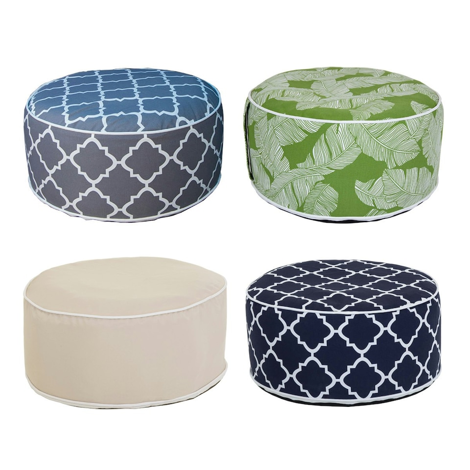 image 1 of Charles Bentley Indoor/Outdoor Inflatable Foot Stool Pouffe Bean Bag - Navy