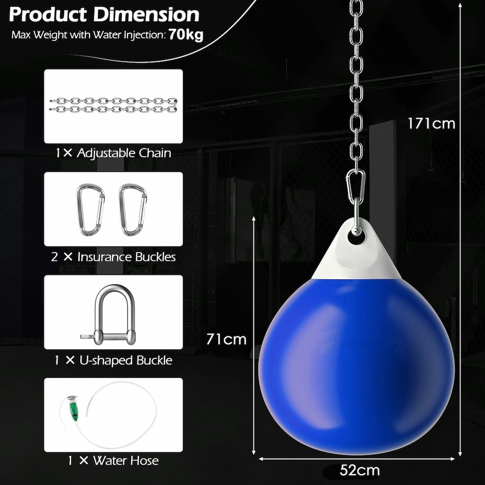 image 1 of COSTWAY 18 Inch Water Punching Bag 50 kg Heavy Bag Blue Blue