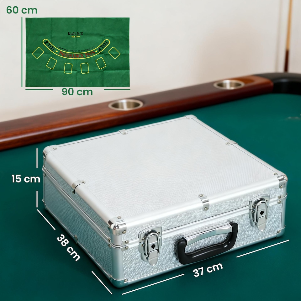 image 1 of SPORTNOW 500-Piece Texas Holdem Poker Chips Set with Card Shuffler and Shoe