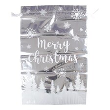 Merry Christmas Silver Snowflake Jumbo Gift Bag with Tag