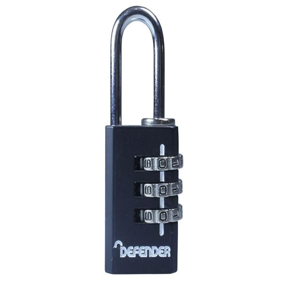 Defender Black Diecast Combination Padlock 20Mm