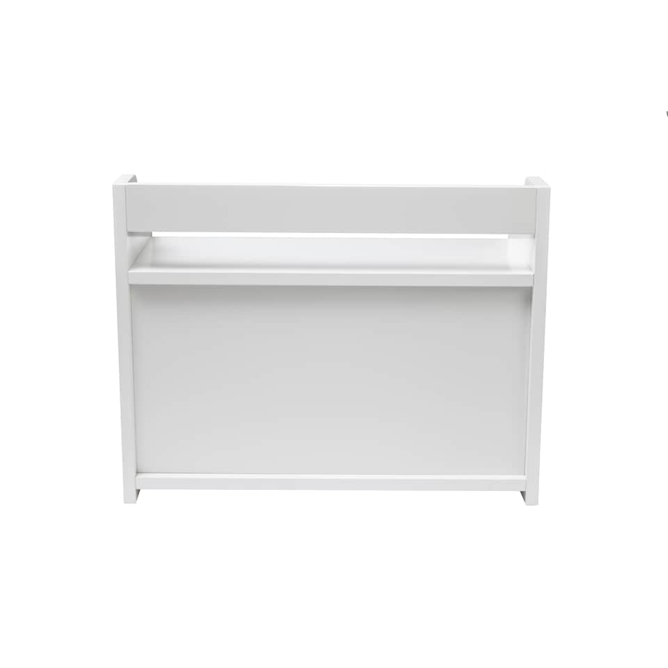 image 1 of Minack Wooden Bread Bin in White - Freestanding Worktop Storage Box with Shelf | White