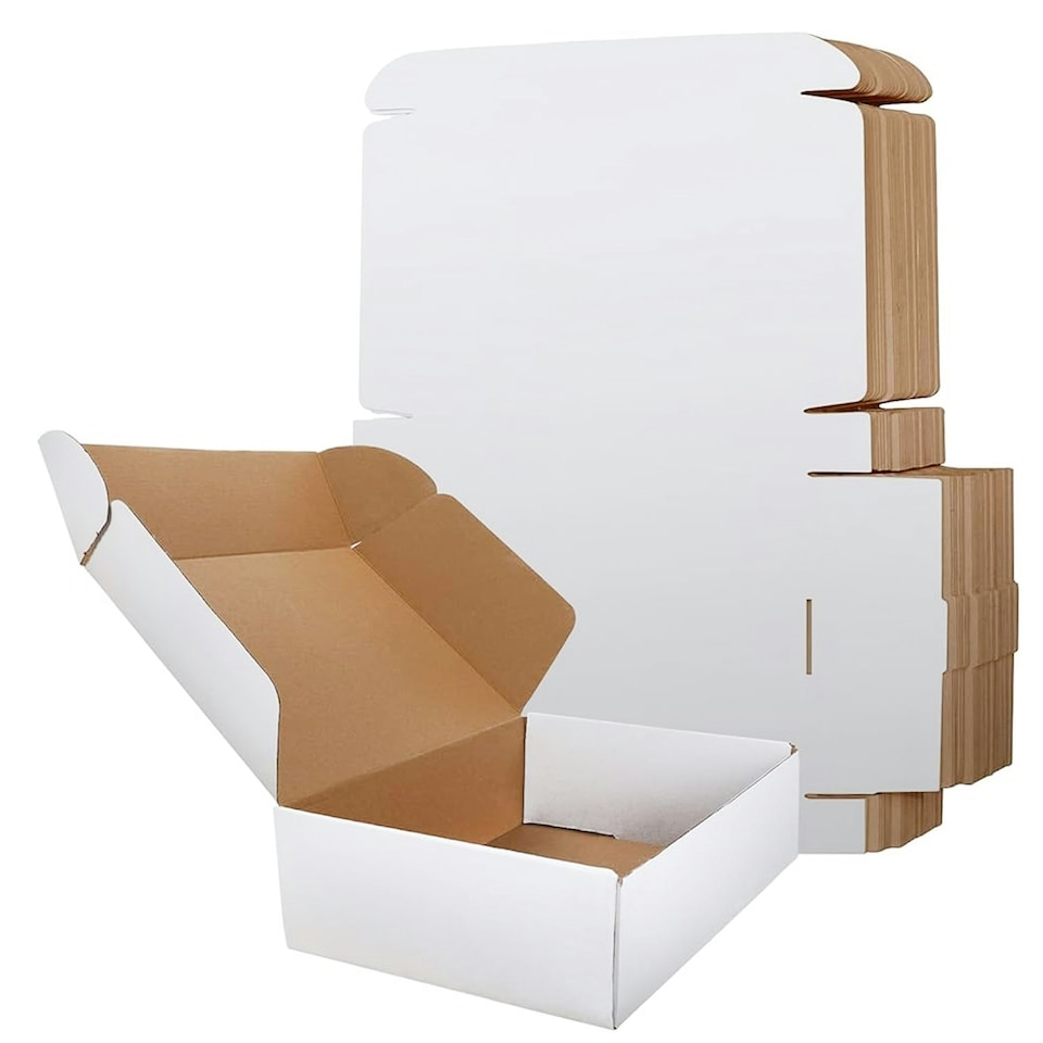 image 1 of 50 x 10 x 7 x 3" (254x177x76mm) White Single Wall Easy To Assemble Postal Shipping Die Cut Boxes | White