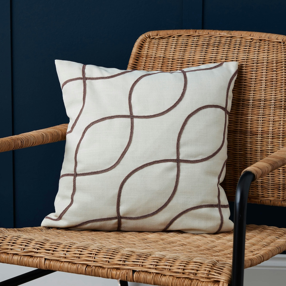 image 1 of BHS Soft Elegance Embroidered Cushion, Cream