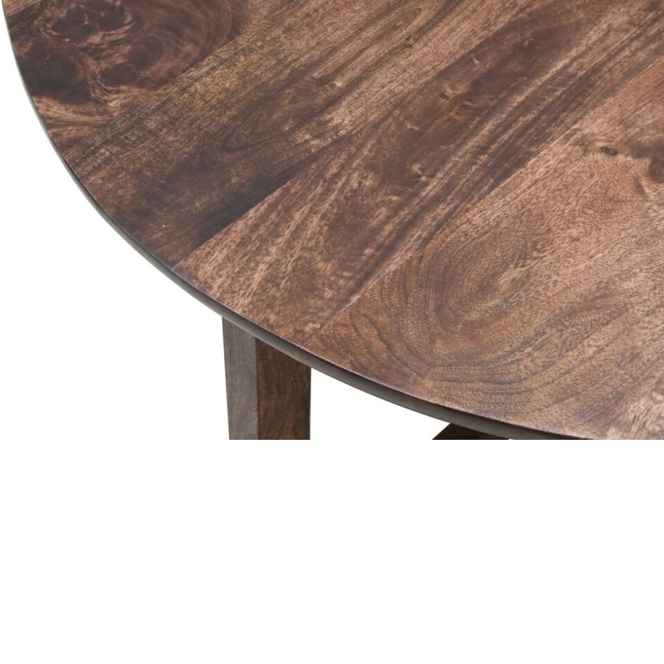 image 1 of Monco Natural Mango Wood Round Inverted Legs Side Table - Dark