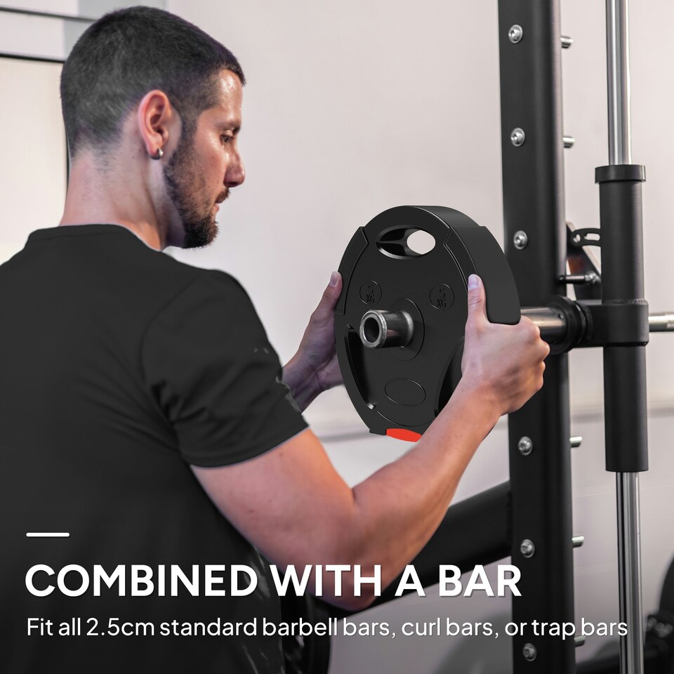 image 1 of SPORTNOW Olympic Weight Plates Set for Home Gym, 2 x 5kg, 2 x 2.5kg, Black
