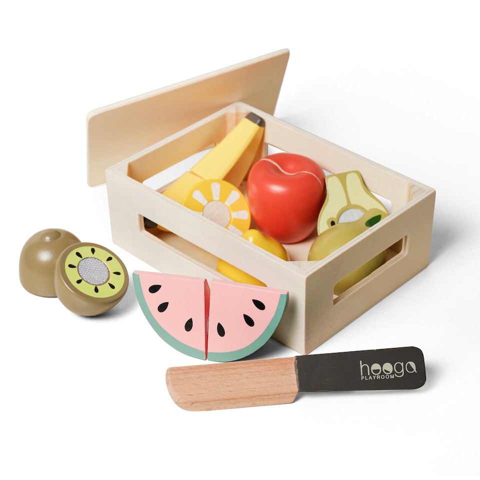 image 1 of Hooga Playroom Chopping Play Food - Wooden Play Fruit