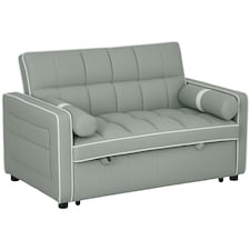 HOMCOM 2 Seater Pull Out Sofa Bed with Adjustable Backrest, Light Grey | Multi | Two Seater