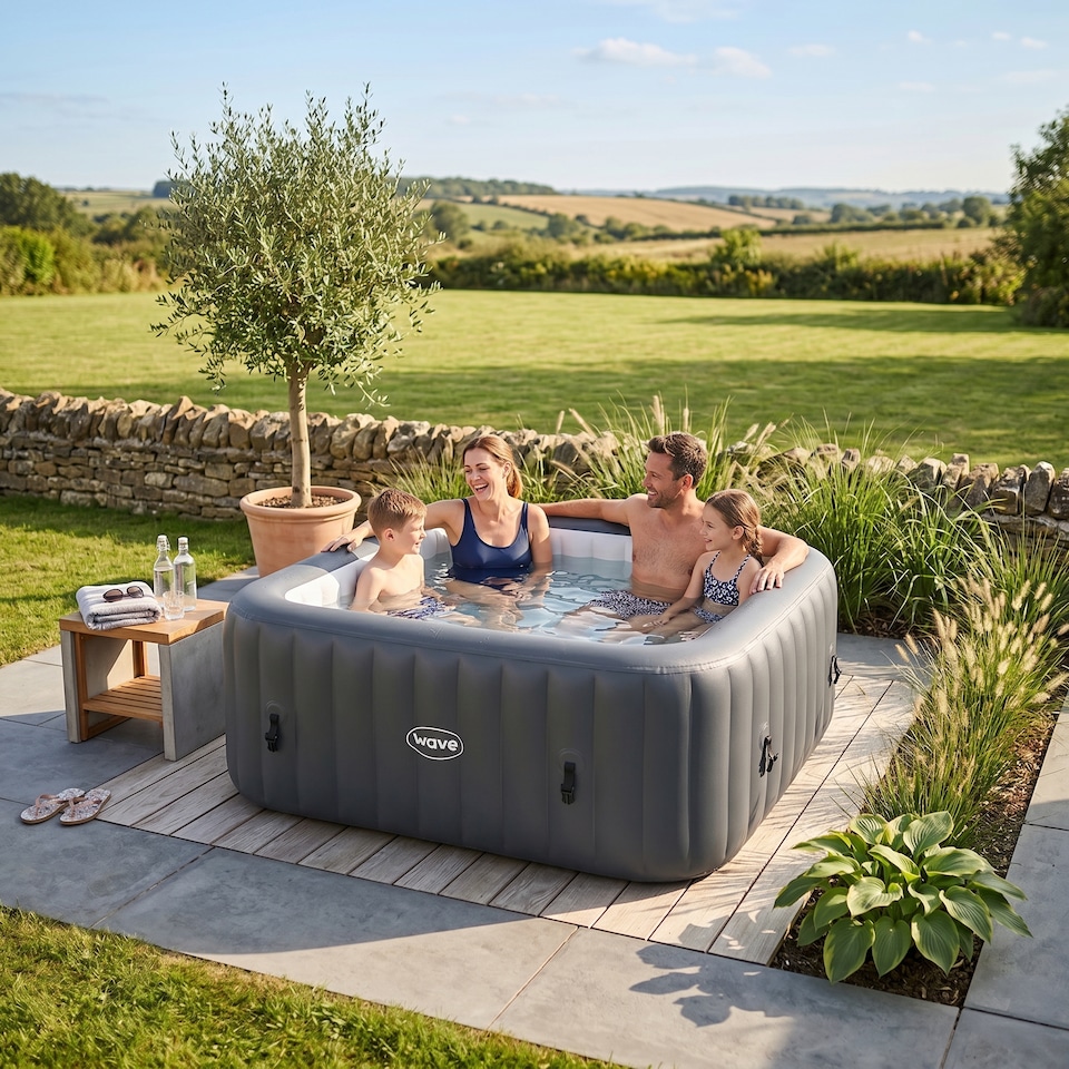 image 1 of Wave Pacific 4 Person Inflatable Hot Tub, Dark Grey