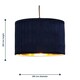 image 9 of Set of 2 Sundance - Navy Blue Velvet Pleated 30cm Lamp Shades with Gold Inner | Blue | Gold | Large | 2