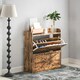 image 7 of HOMCOM Narrow Shoe Cabinet Farmhouse Slim Shoe Storage Cabinet Rustic Brown Brown