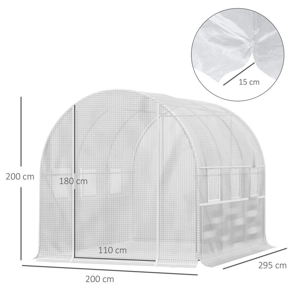 image 1 of Outsunny 3 x 2 x 2m Polytunnel Green House w/ UV-resistant PE Cover, Green