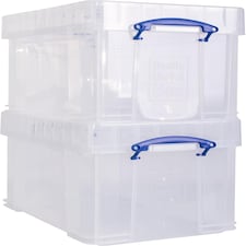 Really Useful Plastic Storage Box 48 Litre XL CLEAR Pack of 2