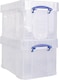 image 1 of Really Useful Plastic Storage Box 48 Litre XL CLEAR Pack of 2