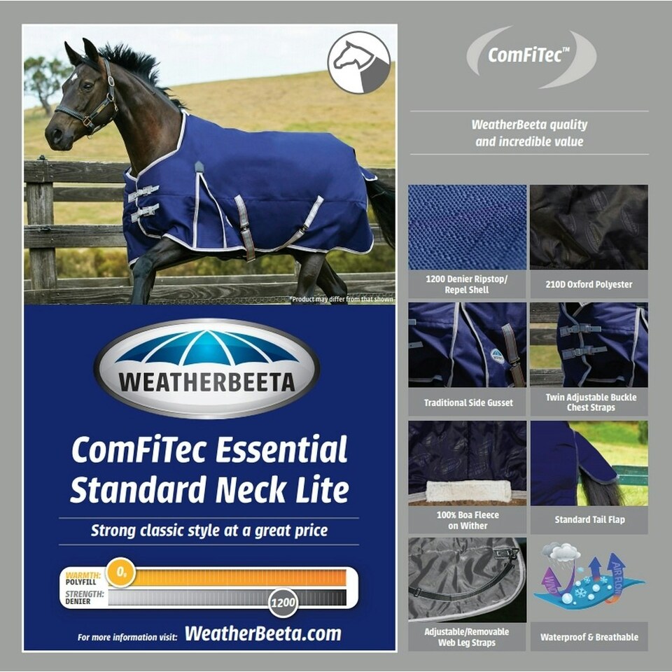 Weatherbeeta Comfitec Essential Standard Neck Lite - Stampa Cavalluccio Marino 5 Piedi 3 - Foto 4