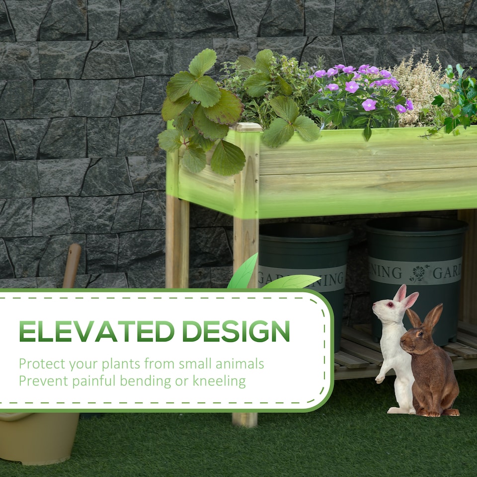 image 1 of Outsunny Raised Garden Bed with Legs and Storage Shelf Elevated Wood