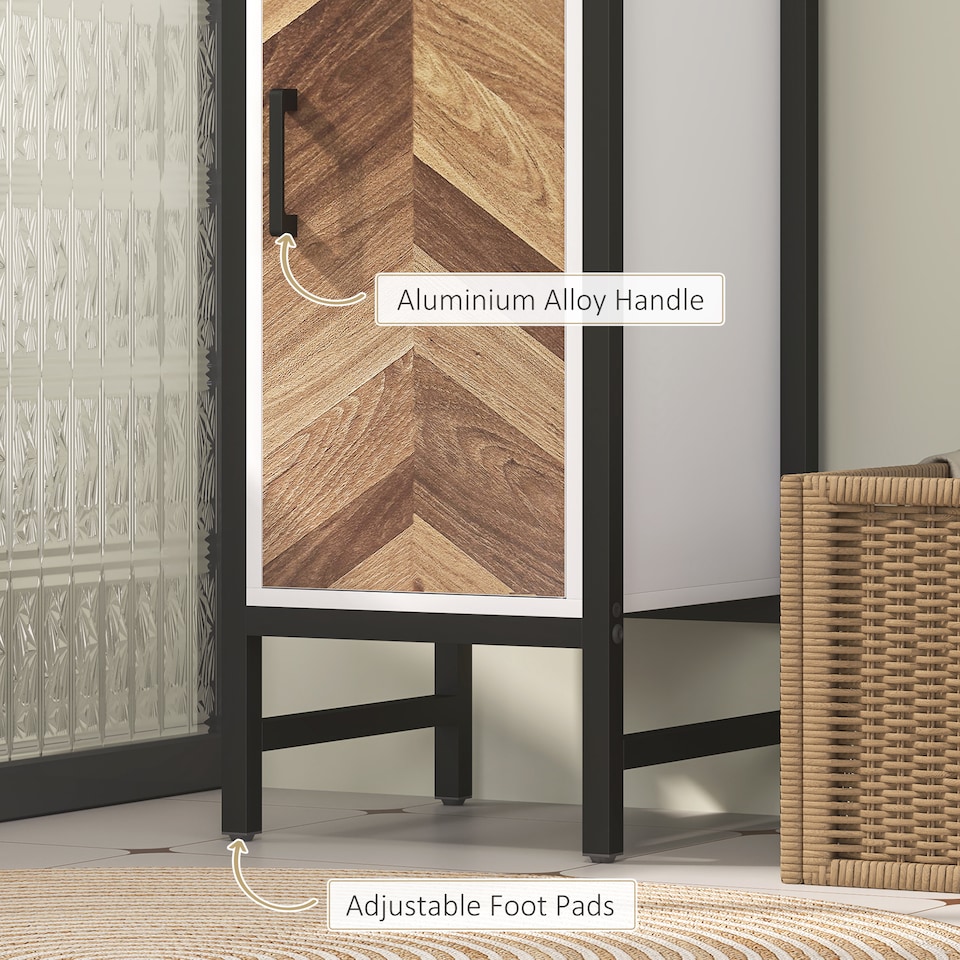 image 1 of HOMCOM Tall Bathroom Cabinet with 3 Shelves, Slim Storage Cabinet with Adjustable Shelf, Narrow Tallboy Cupboard, Bathroom Storage Unit for Kitchen, Living Room, Hallway, 30 x 30 x 170 cm