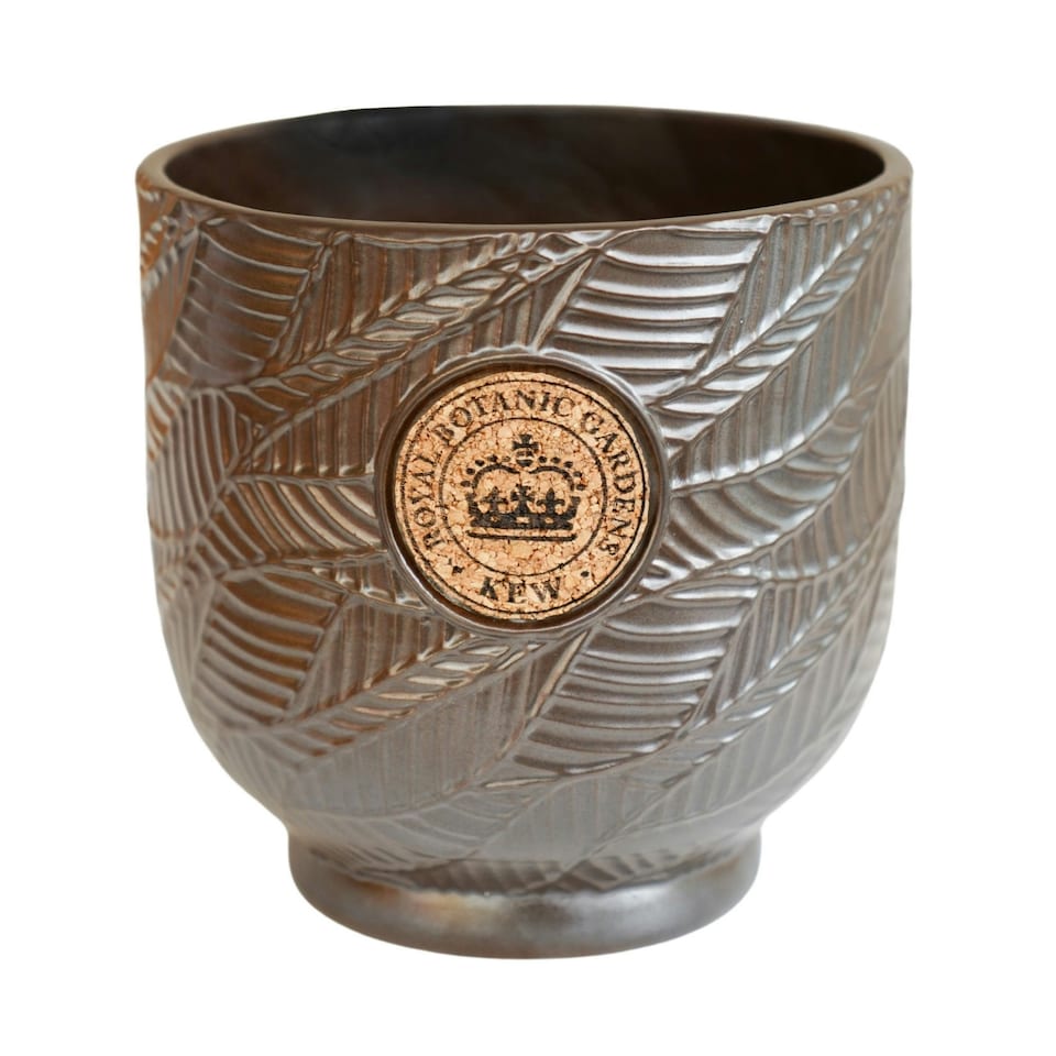 image 1 of Kew Leaf Embossed Cork Planter Black