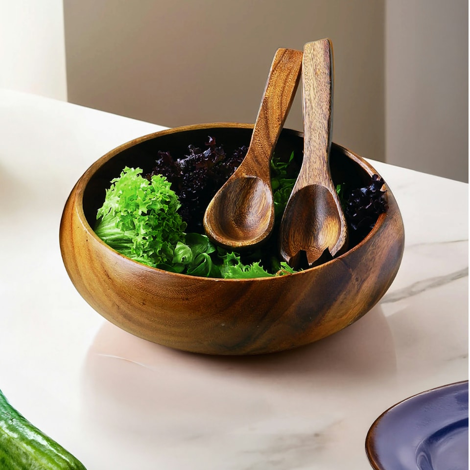 image 1 of Interiors By Premier Decorative Large Round Salad Bowl, Functional Salad Bowl For Kitchen, Traditional Decorative Bowl For Diet