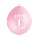 image 3 of Unique Party Happy 1st Birthday Latex Balloons (Pack of 10) - Pink/White - One Size