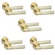 image 1 of Golden Grace 5 Pairs Knurled T-Bar Door Handles in Satin Brass Finish Gold