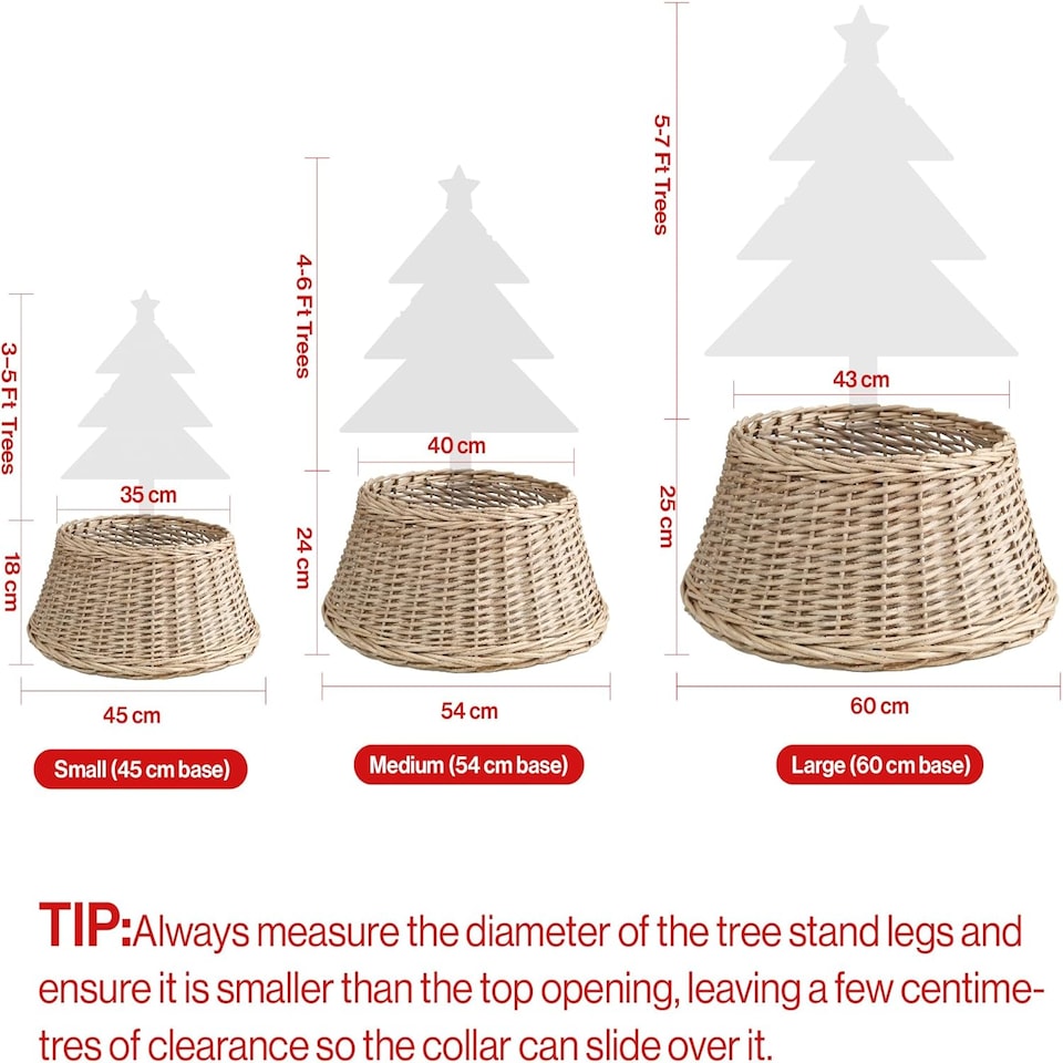 image 1 of 45cm Christmas Tree Skirt Woven Willow Xmas Collar Wicker Rattan Trunk Basket Guard