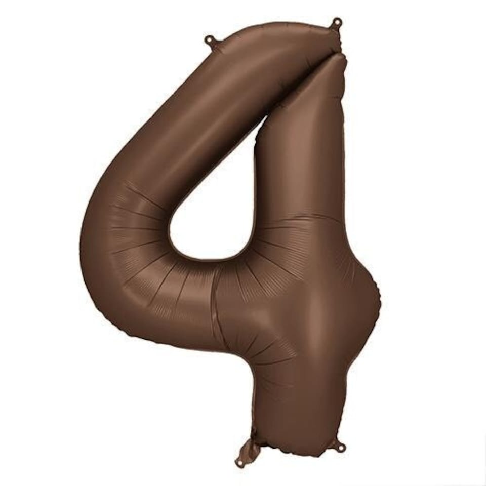 image 1 of Mocha Brown Number 4 Helium Foil Giant Balloon 86cm / 34 in | Brown