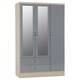 image 9 of Nevada 3 Door 2 Drawer Mirrored Wardrobe Grey | 3D Effect Grey