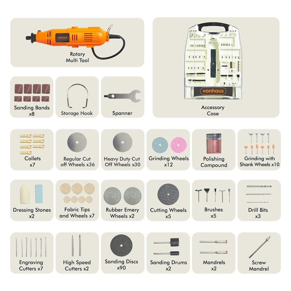 image 1 of VonHaus Rotary Multitool with 235pc Accessory Kit