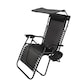 image 10 of Multi Position Garden Gravity Relaxer Chair Sun Lounger with Sun Canopy in Black | Black | Black