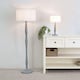 image 2 of ValueLights Victoria Grey Wood Table Lamp White Shade | Grey | White