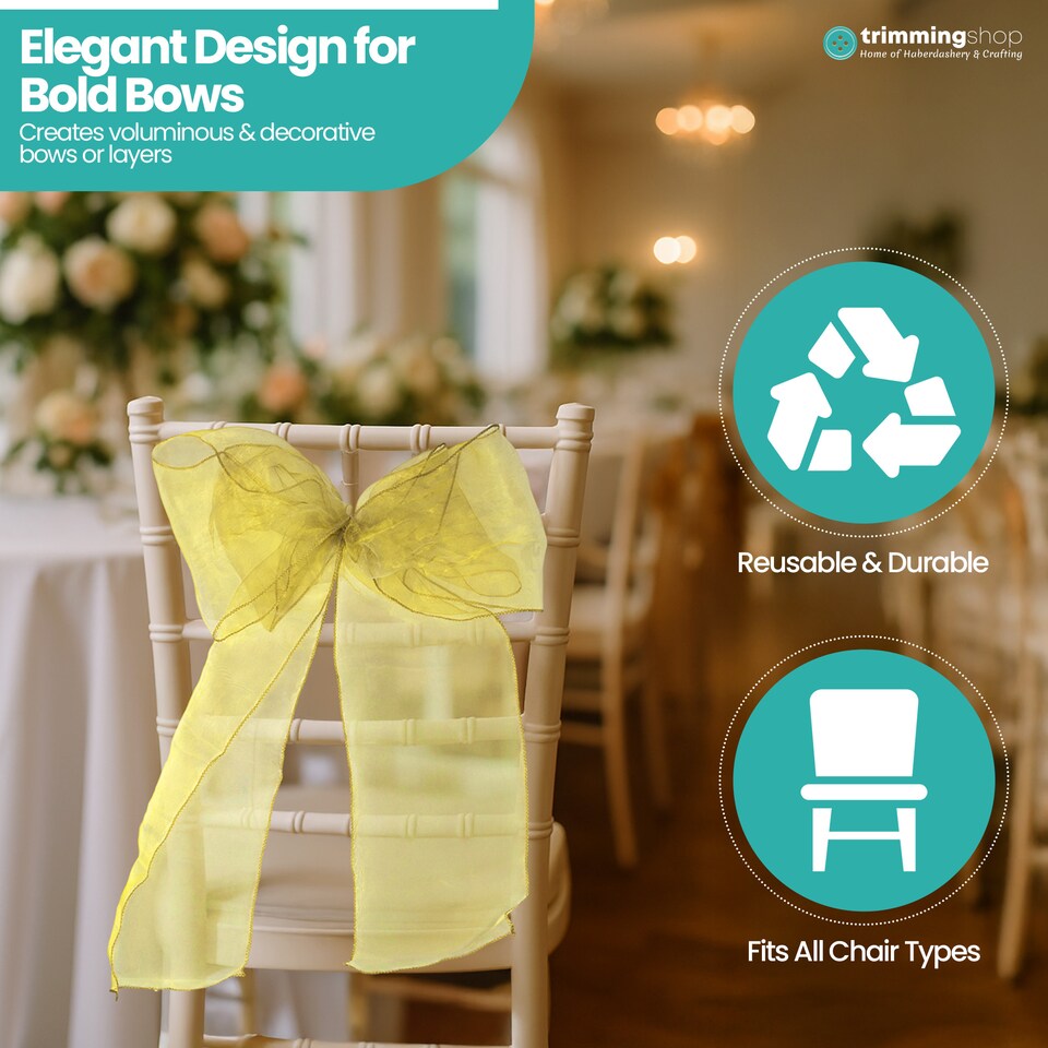 image 1 of 17 x 280cm Organza Chair Sashes, Sheer Sash Ties - 1pc