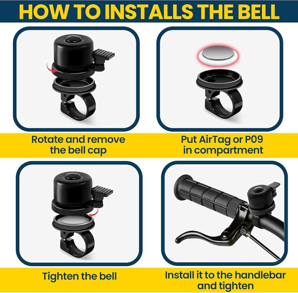 image 1 of Airtag Holder Bike Bell for Apple Tag or P09 Tracker (No P09 Tracker)
