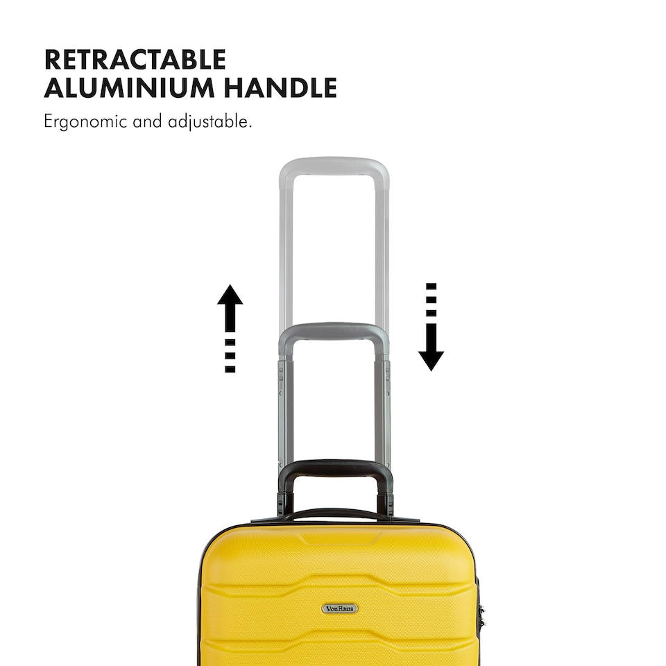 image 1 of VonHaus 3pc Yellow Luggage Set, 360° Silent Spinner Wheels