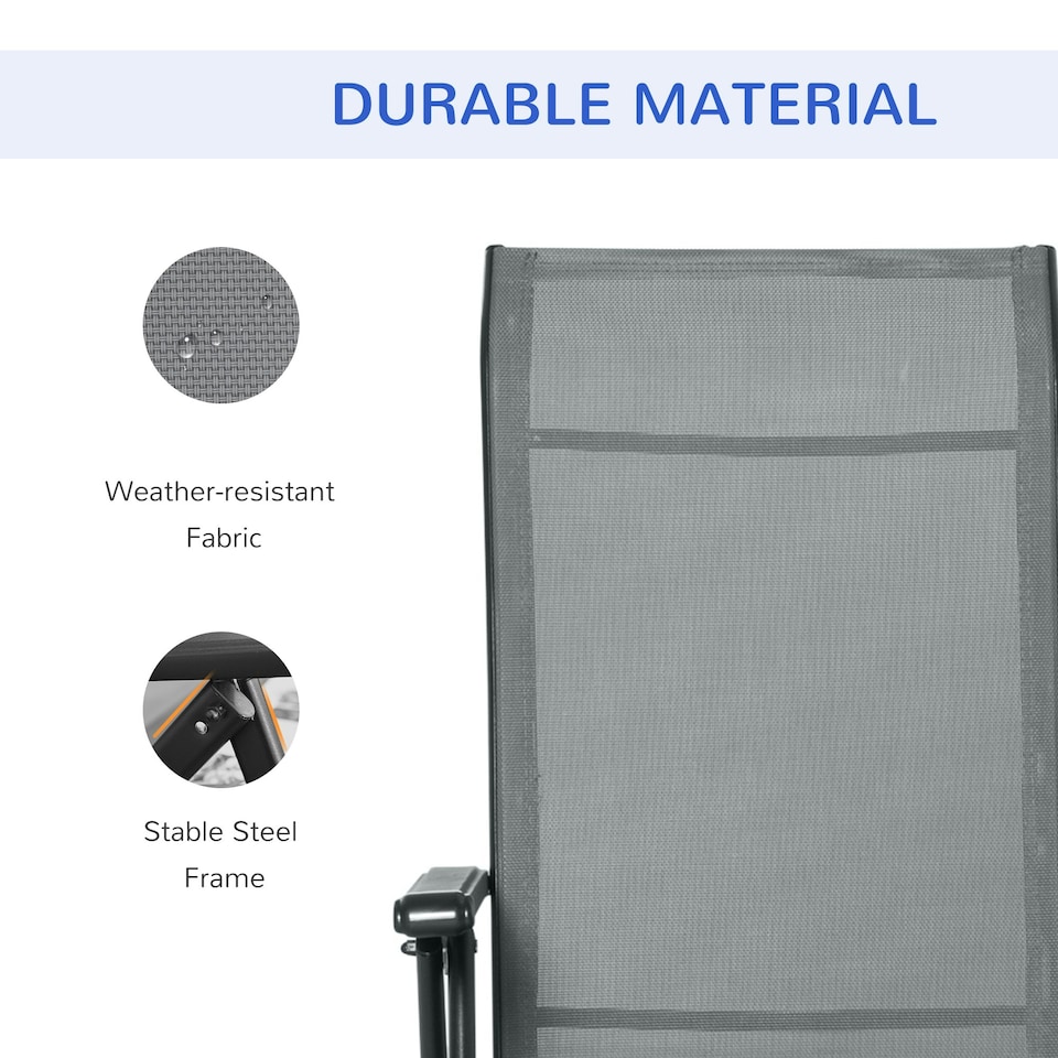 image 1 of Outsunny Outdoor Sun Recliner Loungers with Adjustable Footrest, Grey