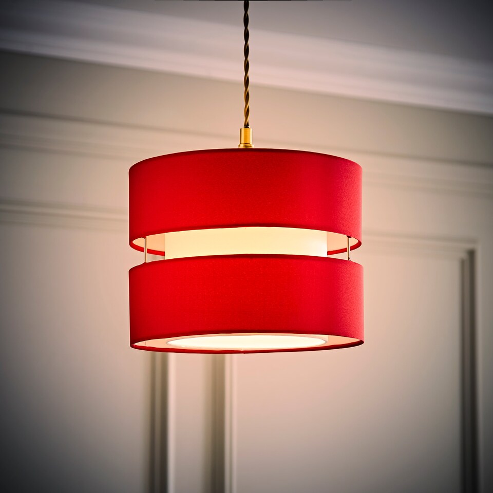 image 1 of ValueLights Sophia Small Red 2 Tier Ceiling Light Shade Red