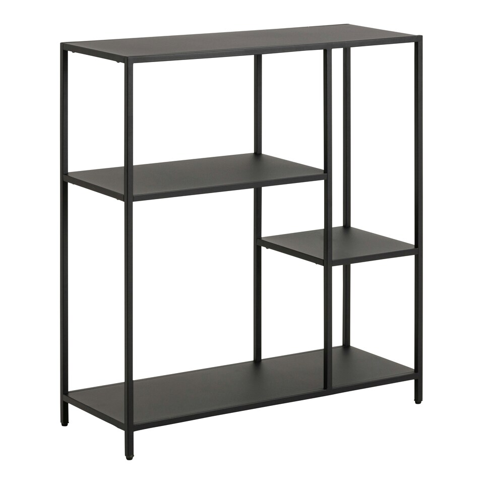 image 1 of Newcastle Asymmetrical Bookcase with 3 Shelves in Matt Black