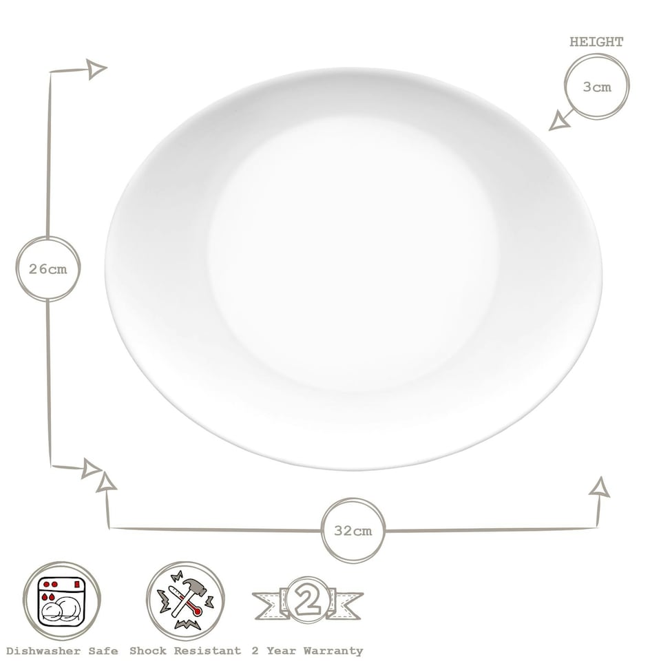 image 1 of Bormioli Rocco Prometeo Oval Glass Steak Plates - 32cm - White - Pack of 6 White