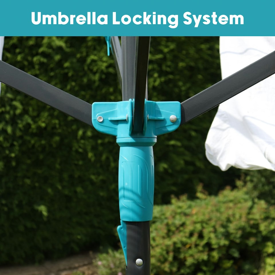 image 1 of JVL 4 Arm Powder Coated Steel Rotary Airer 40 Metres, Slate Grey