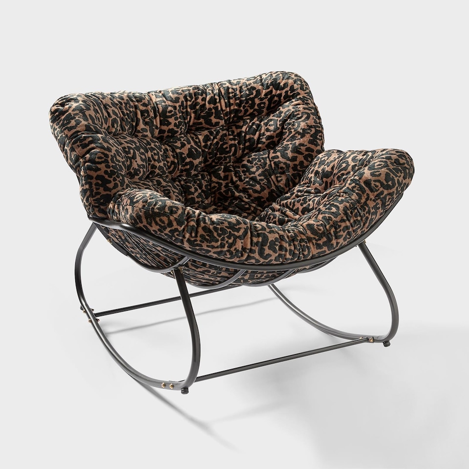 image 1 of OHS Printed Fleece Rocking Chair Upholstered Metal Frame Cushioned