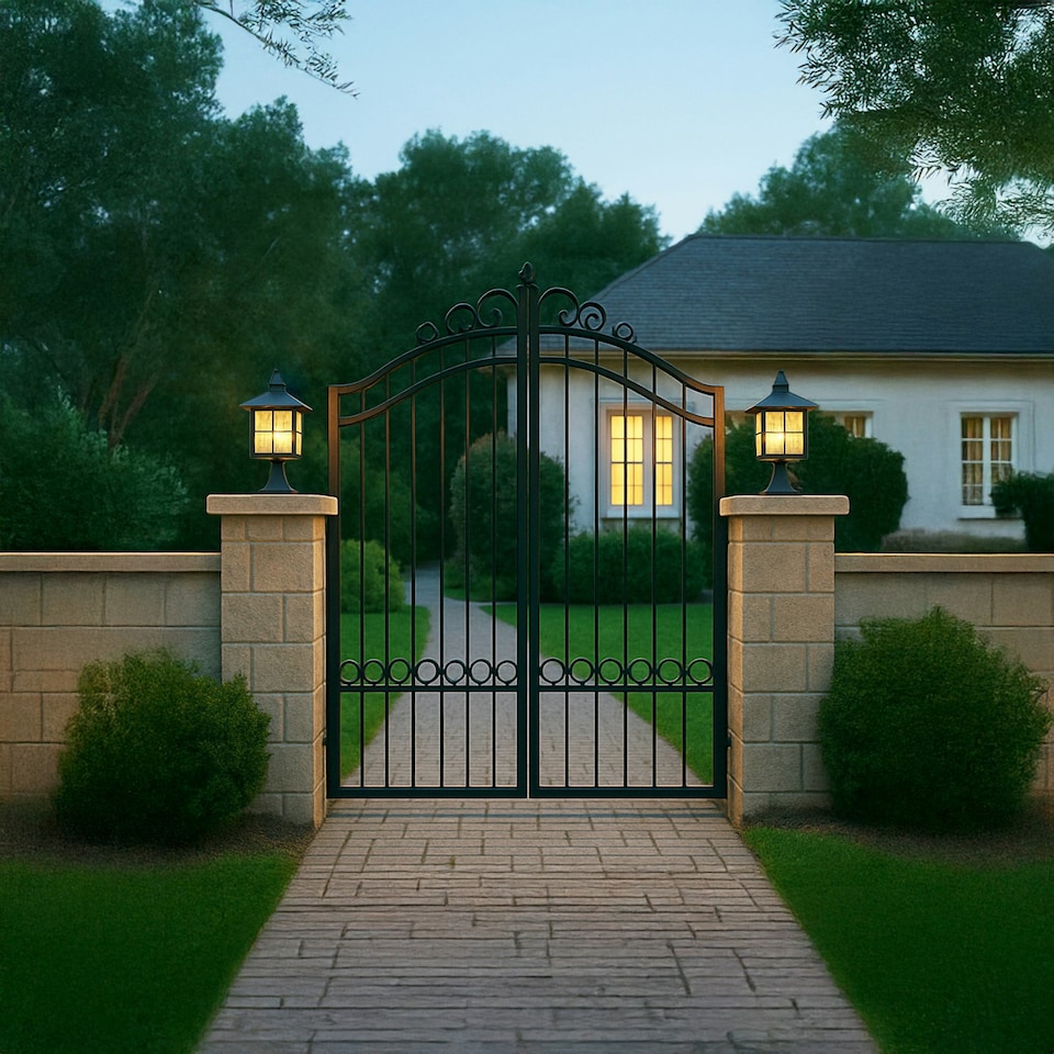image 1 of Classic Matte Black Die-Cast Aluminium Metal Exterior Lantern Bollard Fitting