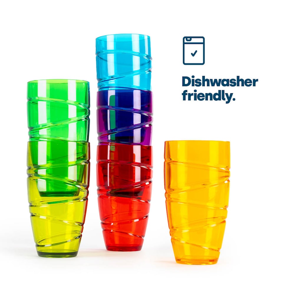 image 1 of Swirl Multicolour Plastic Tumbler Set of 6