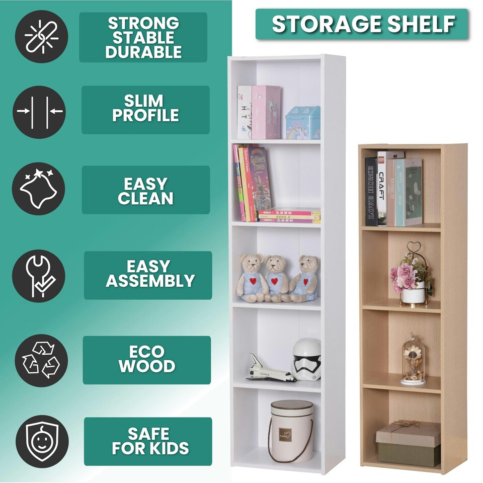 image 1 of 5 Cube Bookshelf Black Wooden Storage Organizer Wood Shelving Unit Open Bookcase Shelf